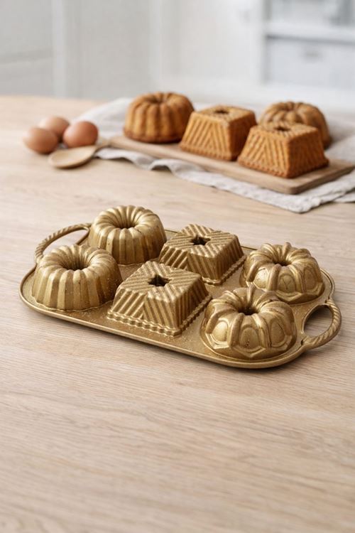 Hexa 6'lı Muffin Döküm Kek Kalıbı Gold