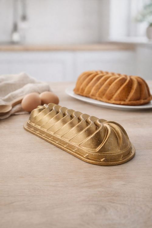 Sara Baton Döküm Kek Kalıbı 35cm Gold