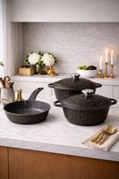 Roma Serisi 5 Parça Mini Döküm Tencere Seti Füme