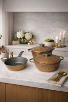 Roma Serisi 5 Parça Mini Döküm Tencere Seti Gold